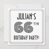 Art Deco Inspired 66th Birthday Party, Custom Name Kaart (Voorkant)