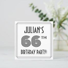 Art Deco Inspired 66th Birthday Party, Custom Name Kaart