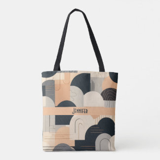 Art Deco Inspired Design in Peach & Black Tote Bag
