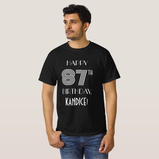 Art Deco Inspired Style 87th Birthday Party Shirt (Voorkant volledig)