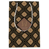 Art Deco Inspo Gold Brown Black Geometric Pattern Medium Cadeauzakje (Voorkant)