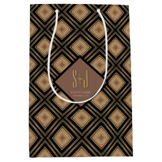 Art Deco Inspo Gold Brown Black Geometric Pattern Medium Cadeauzakje