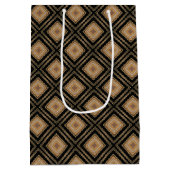 Art Deco Inspo Gold Brown Black Geometric Pattern Medium Cadeauzakje (Achterkant)