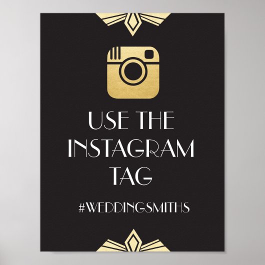 Art Deco Instagram Bar Sign 20s Trouwreceptie Poster (Voorkant)
