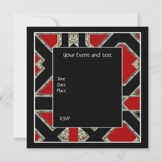 Art Deco Invitation Red Kaart (Achterkant)