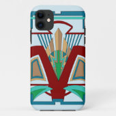 Art Deco iPhone 11 en hoger Hoesje (Bleek blauw) (Achterkant)