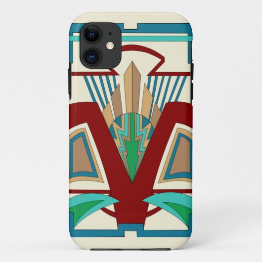 Art Deco iPhone 11 en hoger Hoesje (Bord Geel) (Achterkant)