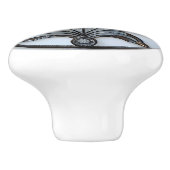 Art Deco Iriserende Glas Bloem Amber Kralen Keramische Knop (Zijkant)