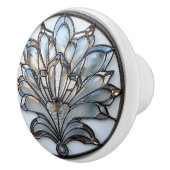 Art Deco Iriserende Glas Bloem Amber Kralen Keramische Knop (Rechts)