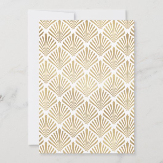 Art Deco Ironwork Faux Gold Wedding Kaart (Achterkant)