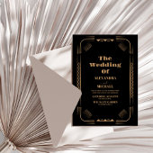 Art Deco Ironwork Faux Gold Wedding Kaart