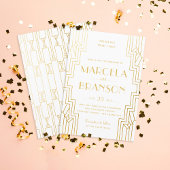 Art Deco Ironwork Faux Gold Wedding Kaart