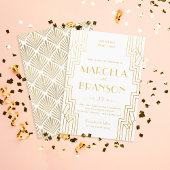 Art Deco Ironwork Faux Gold Wedding Kaart