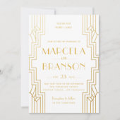 Art Deco Ironwork Faux Gold Wedding Kaart (Voorkant)