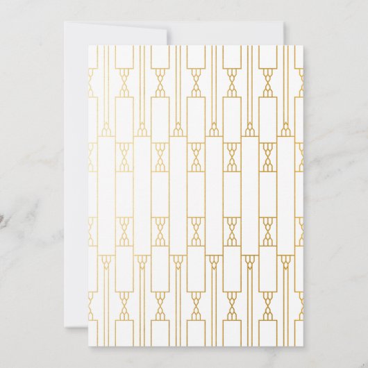 Art Deco Ironwork Faux Gold Wedding Kaart (Achterkant)