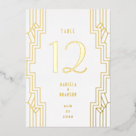 Art Deco Ironwork Gold Wedding Table Number Folie Uitnodiging