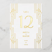 Art Deco Ironwork Gold Wedding Table Number Folie Uitnodiging (Voorkant)