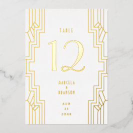 Art Deco Ironwork Gold Wedding Table Number Folie Uitnodiging