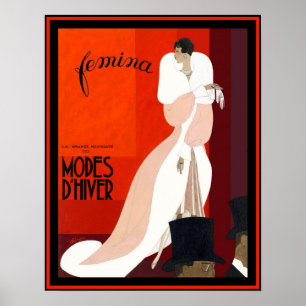 Art deco Italiaans modetijdschrift Femina illustra Poster