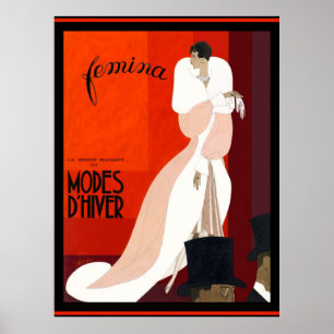 Art deco Italiaans modetijdschrift Femina illustra Poster