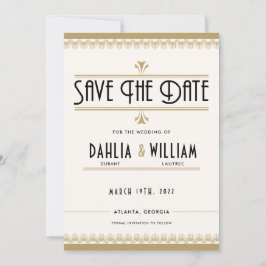 Art Deco  Ivoor en Wit en Goud Save The Date