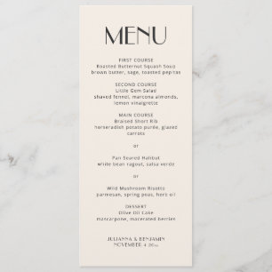 Art Deco Ivoor Zwart Moderne Elegante Trouw Menu