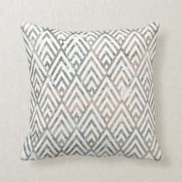 Art Deco Ivory Gray Silver White Geometry Marble Kussen