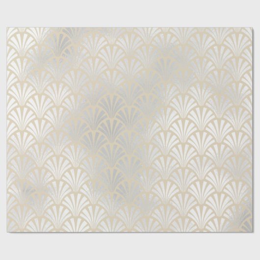 Art Deco Ivory Silver Grey Scales Seashell Elegant Cadeaupapier (Vlak)