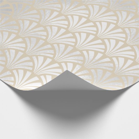 Art Deco Ivory Silver Grey Scales Seashell Elegant Cadeaupapier (Hoek)