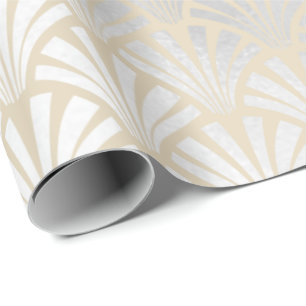 Art Deco Ivory Silver Grey Scales Seashell Elegant Cadeaupapier