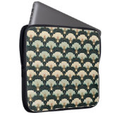 Art Deco Japans Goud Blauwgroen Fans Laptop Mouw Laptop Sleeve (Voorkant Rechts)