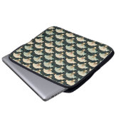 Art Deco Japans Goud Blauwgroen Fans Laptop Mouw Laptop Sleeve (Voorkant onderkant)