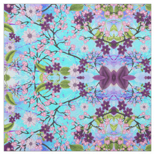 Art Deco Japanse Boom in Fantasy Aqua Achtergrond Stof
