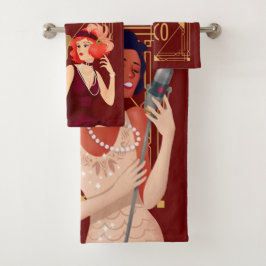 Art Deco jaren 1920 Glam Dames Goud Bourgondië Bad Handdoek