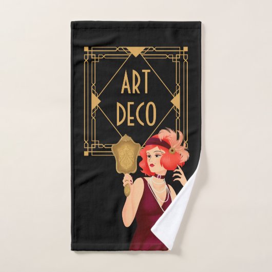 Art Deco jaren 1920 Glam Dames Goud Zwart Bad Handdoek (Handdoek)