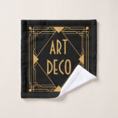 Art Deco jaren 1920 Glam Dames Goud Zwart Bad Handdoek (Wasdoekje)