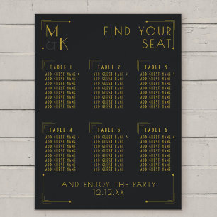 Art Deco jaren 1920 Trouwen 6 Tafel Zitplaatsen Gr Perfect Poster