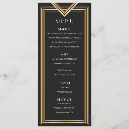 Art Deco jaren 20 Menu Kaart | Gatsby geïnspireerd (Voorkant)