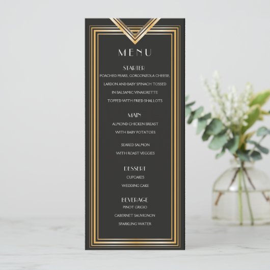 Art Deco jaren 20 Menu Kaart | Gatsby geïnspireerd (Staand voorkant)