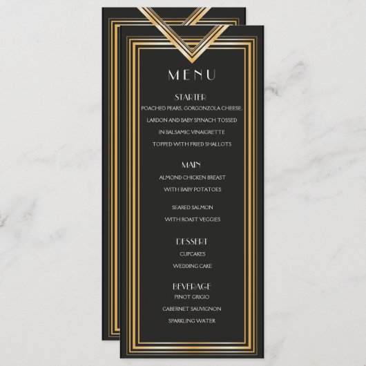 Art Deco jaren 20 Menu Kaart | Gatsby geïnspireerd (Voorkant / Achterkant)