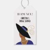 Art Deco jaren 30 vrouw in zwarte hoed Bruidsboeke Cadeaulabel (Voorkant)