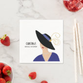 Art Deco jaren 30 vrouw in zwarte hoed Bruidsuitno Servet (Insitu)