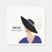 Art Deco jaren 30 vrouw met zwarte hoed Bruidsboek Servet (Voorkant)