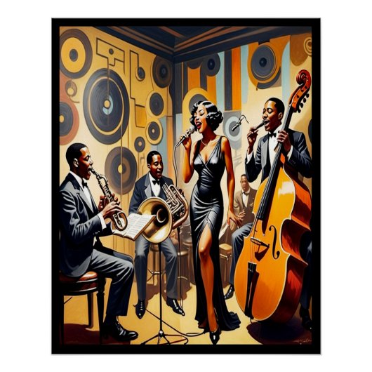 Art Deco Jazz Age Band en Singer Poster. Perfect Poster (Voorkant)