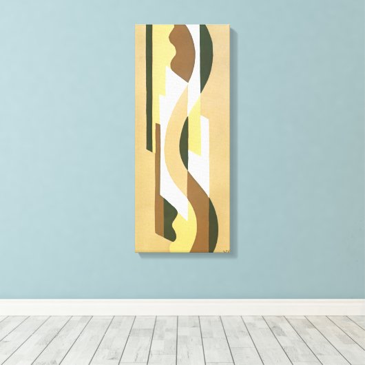 Art Deco Jazz Curve Patroonkleuren Canvas Afdruk (Insitu (Houten vloer))