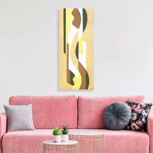 Art Deco Jazz Curve Patroonkleuren Canvas Afdruk (Insitu (Woonkamer))