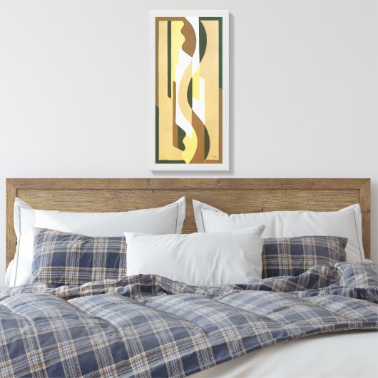 Art Deco Jazz Curve Patroonkleuren Canvas Afdruk (Insitu (Slaapkamer))