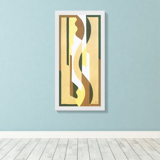 Art Deco Jazz Curve Patroonkleuren Canvas Afdruk (Insitu (Houten vloer))