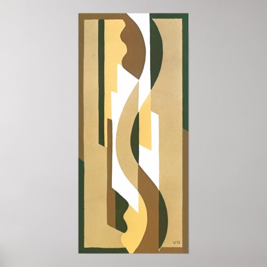 Art Deco Jazz Curve Patroonkleuren Poster (Voorkant)