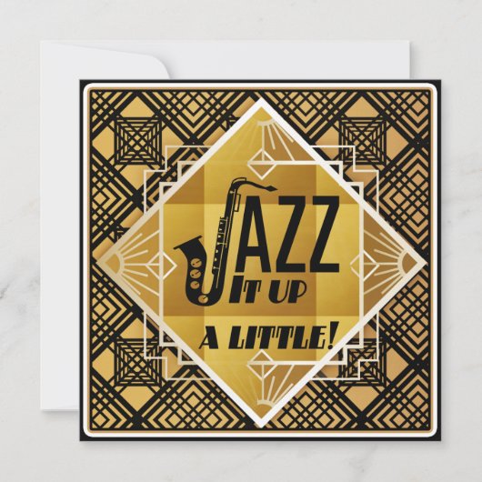 Art Deco Jazz Het is een uitnodiging voor het nieu (Voorkant)